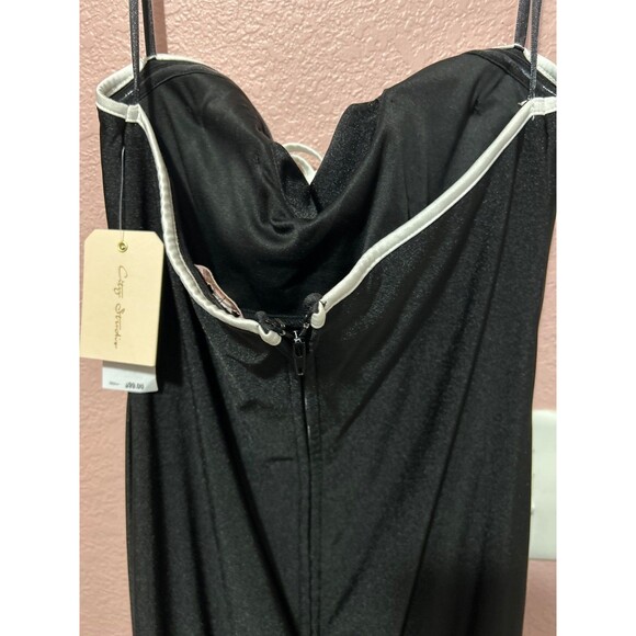 City Studios Strapless Black Gown w/White Tie At Bust size L NWT Elegant Formal - Picture 6 of 12